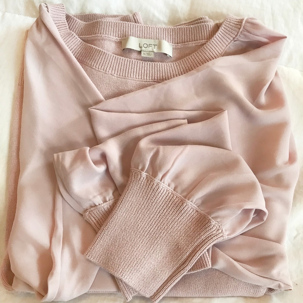 Mixed Media Draped Sleeve Sweater